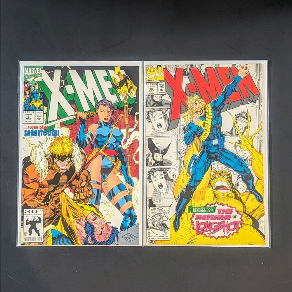 Marvel: X-Men Comic Books Lot of 2 - 1992 Newsstand (Jim Lee) Issue #6 & #10